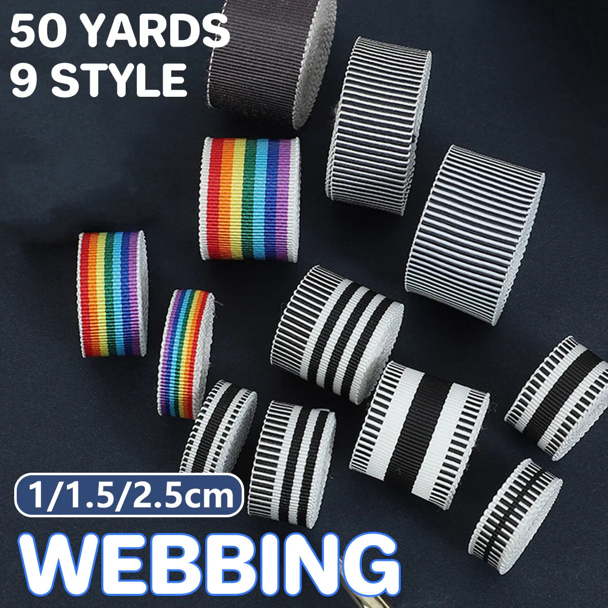 High-Density Fabric Stripe Ribbon 50 Yards