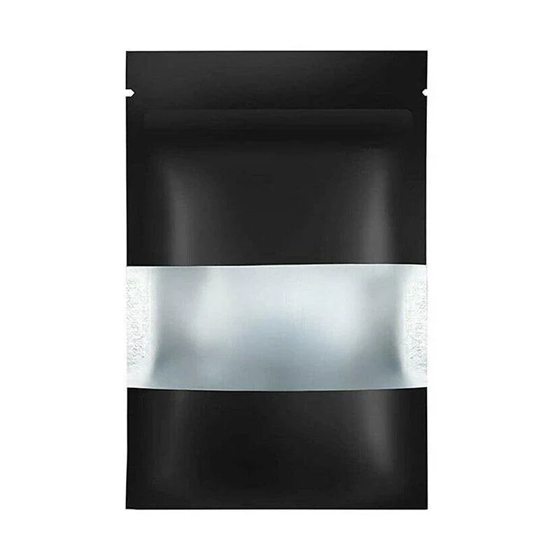 Window Stand UP Pouches 25PCS Matt Black 3Sizes Mylar Foil - Discount Packaging Warehouse