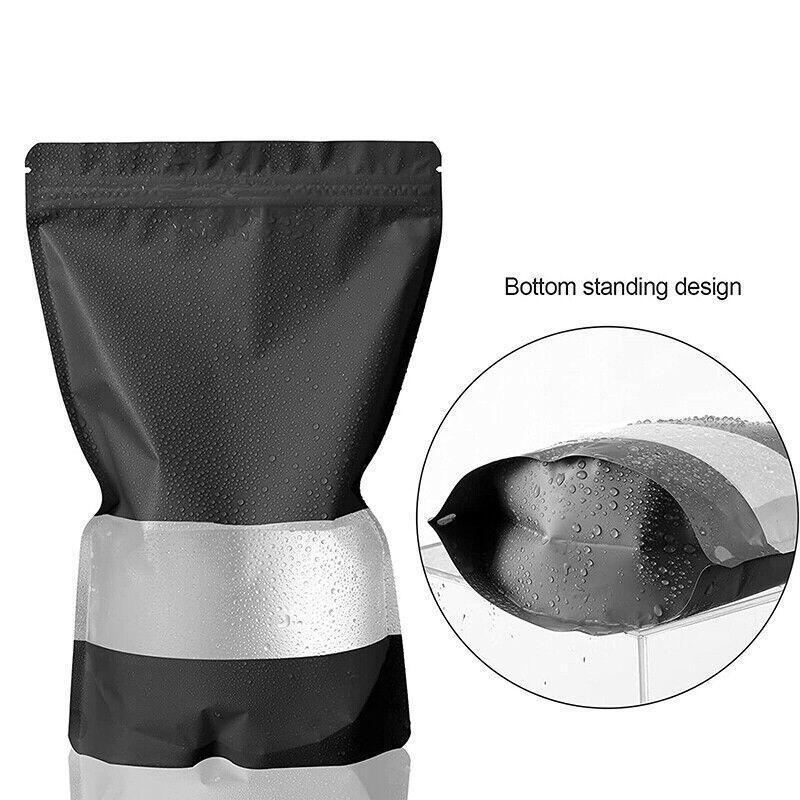 Window Stand UP Pouches 25PCS Matt Black 3Sizes Mylar Foil - Discount Packaging Warehouse