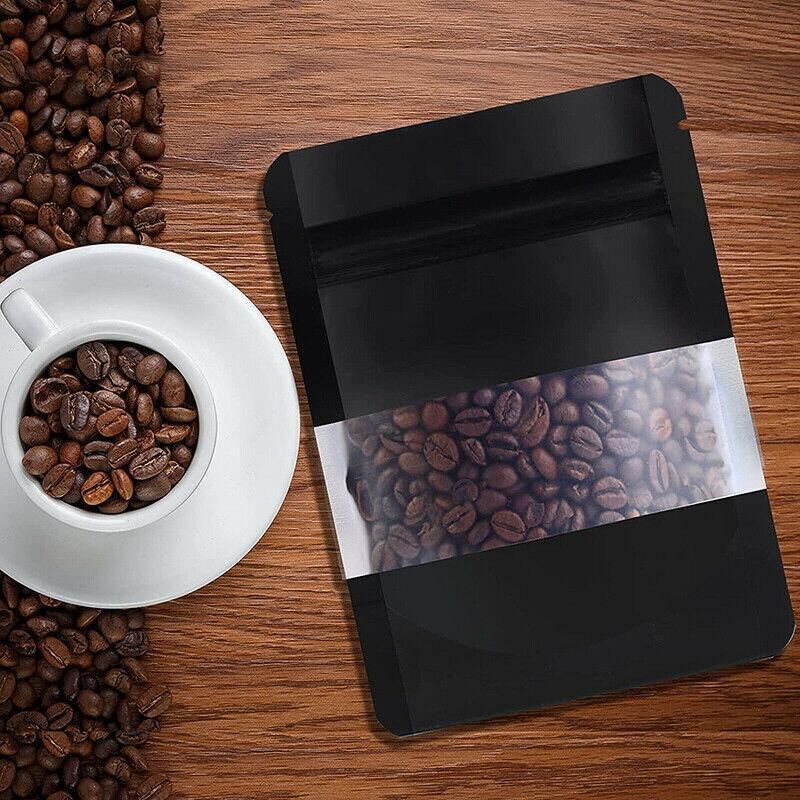 Window Stand UP Pouches 25PCS Matt Black 3Sizes Mylar Foil - Discount Packaging Warehouse