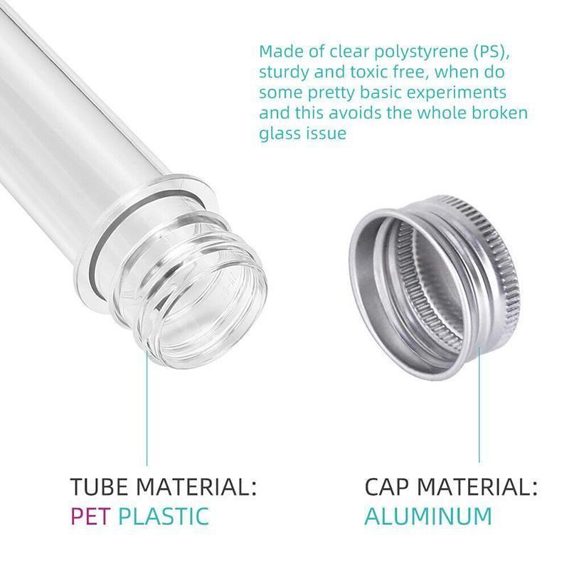 Test Tubes with Metal Caps 50PCS 2.8*14cm 45ml PET - Discount Packaging Warehouse