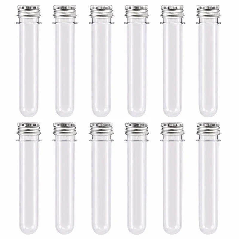 Test Tubes with Metal Caps 50PCS 2.8*14cm 45ml PET - Discount Packaging Warehouse