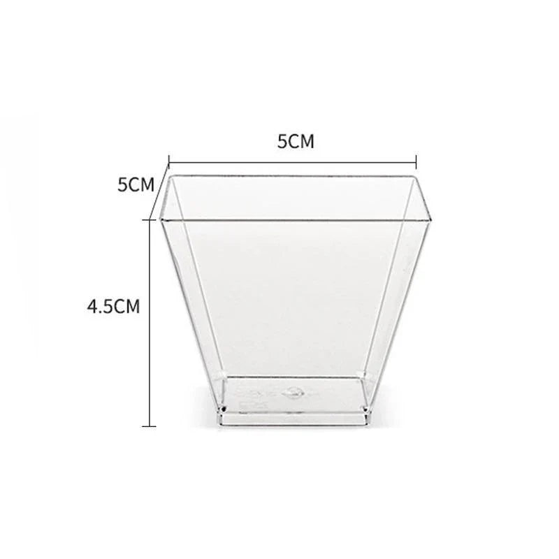 Plastic dessert cups filled with colorful desserts