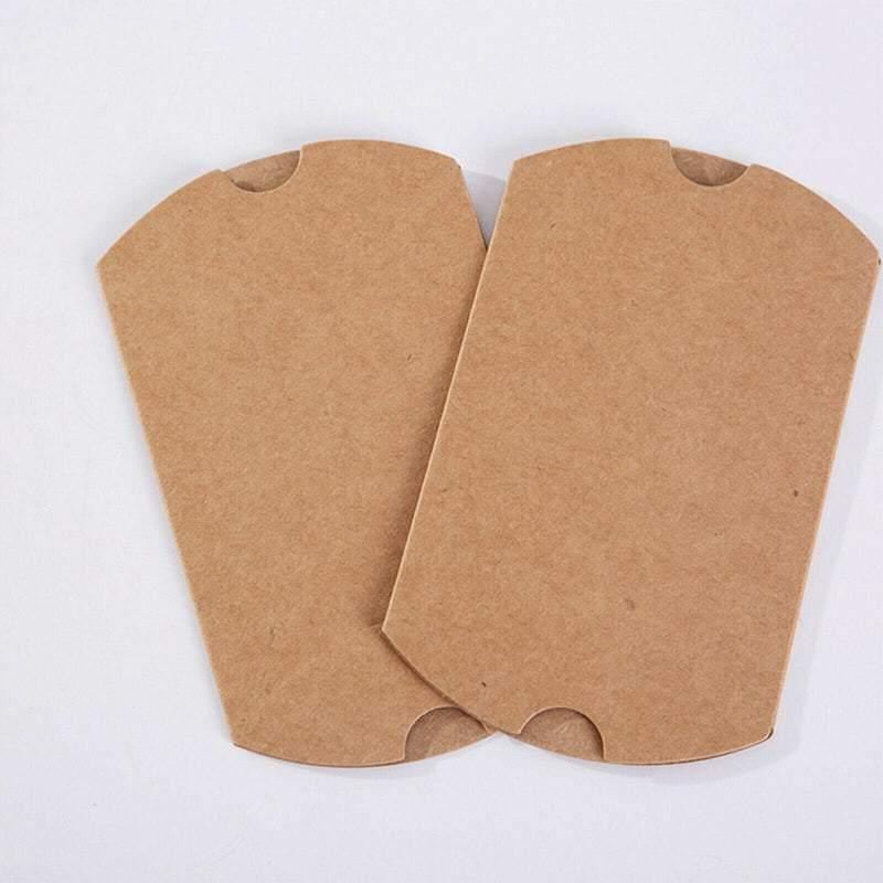 Elegant Kraft Paper Pillow Gift Boxes with Hemp Ropes