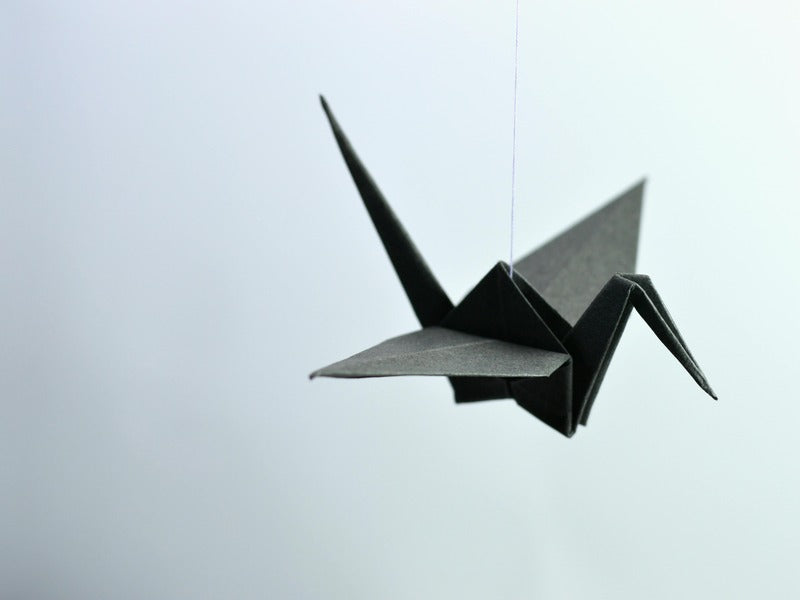 black origami crane