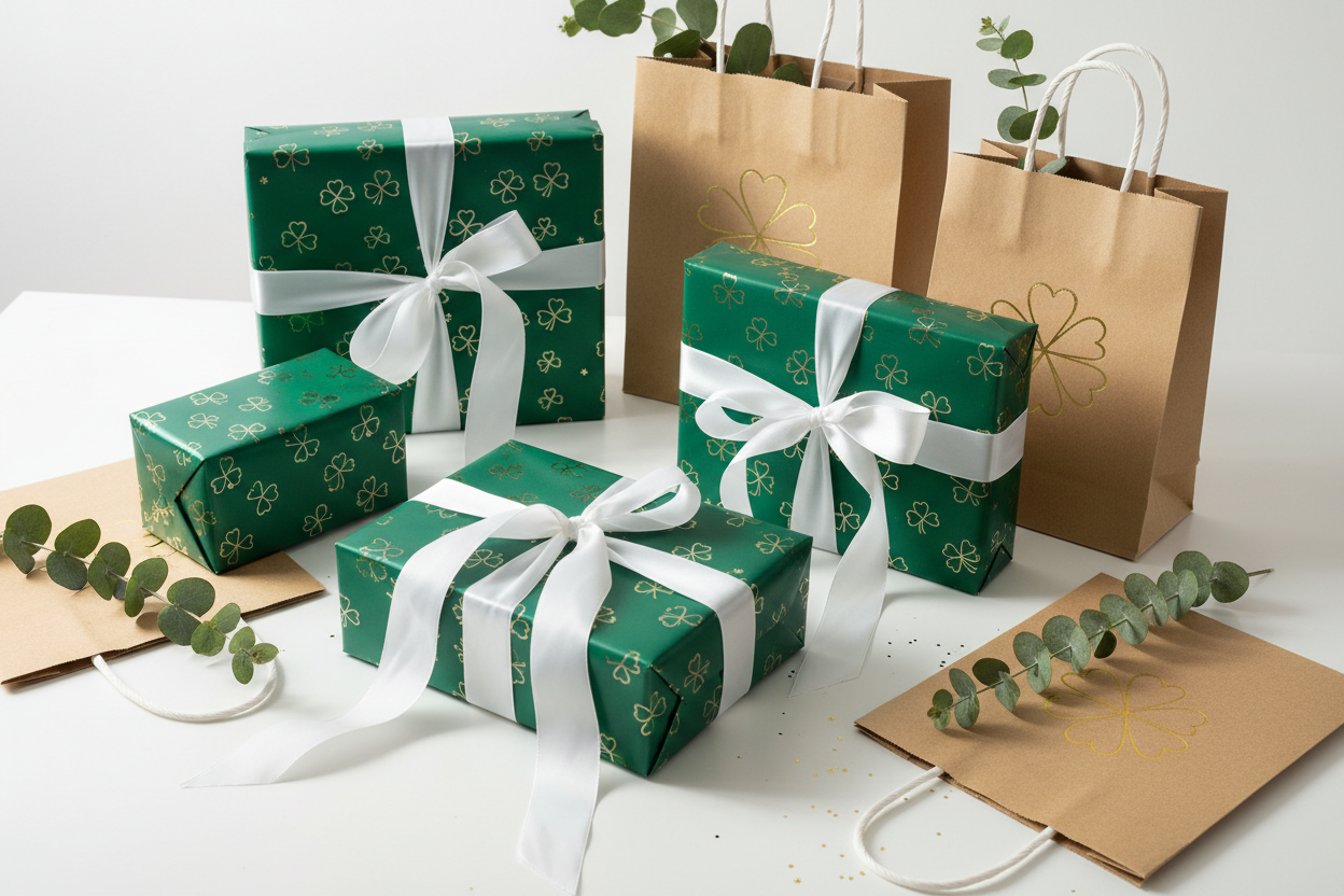 St. Patrick's Day Packaging Ideas - Green themed gift boxes and eco-friendly packaging