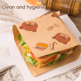 50PCS Sandwich Disposable Paper Bags Food Grade Oil Proof