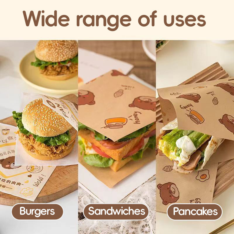 50PCS Sandwich Disposable Paper Bags Food Grade Oil Proof