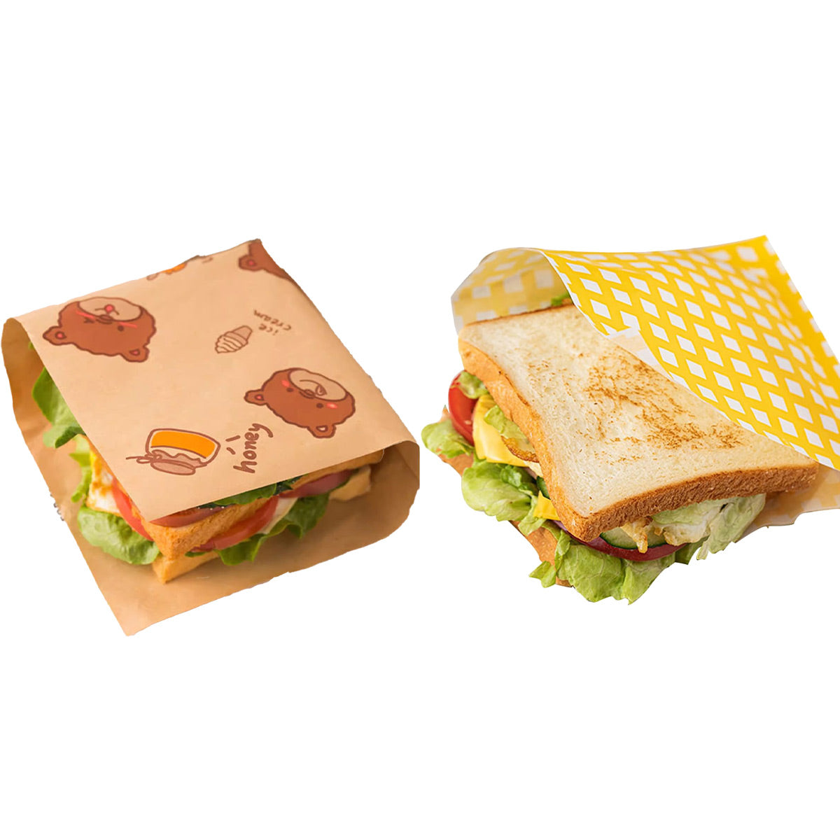 50PCS Sandwich Disposable Paper Bags Food Grade Oil Proof