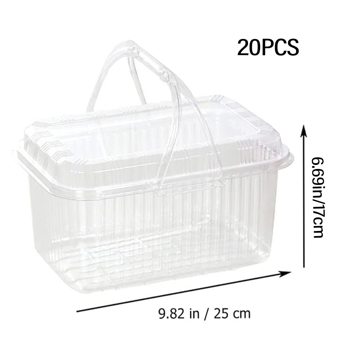 20pcs Transparent Plastic Fruit Boxes Handbasket Style