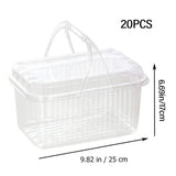 20pcs Transparent Plastic Fruit Boxes Handbasket Style