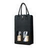 Double Bottle Felt Wine Gift Bag with Window and Handle for Wine Packaging