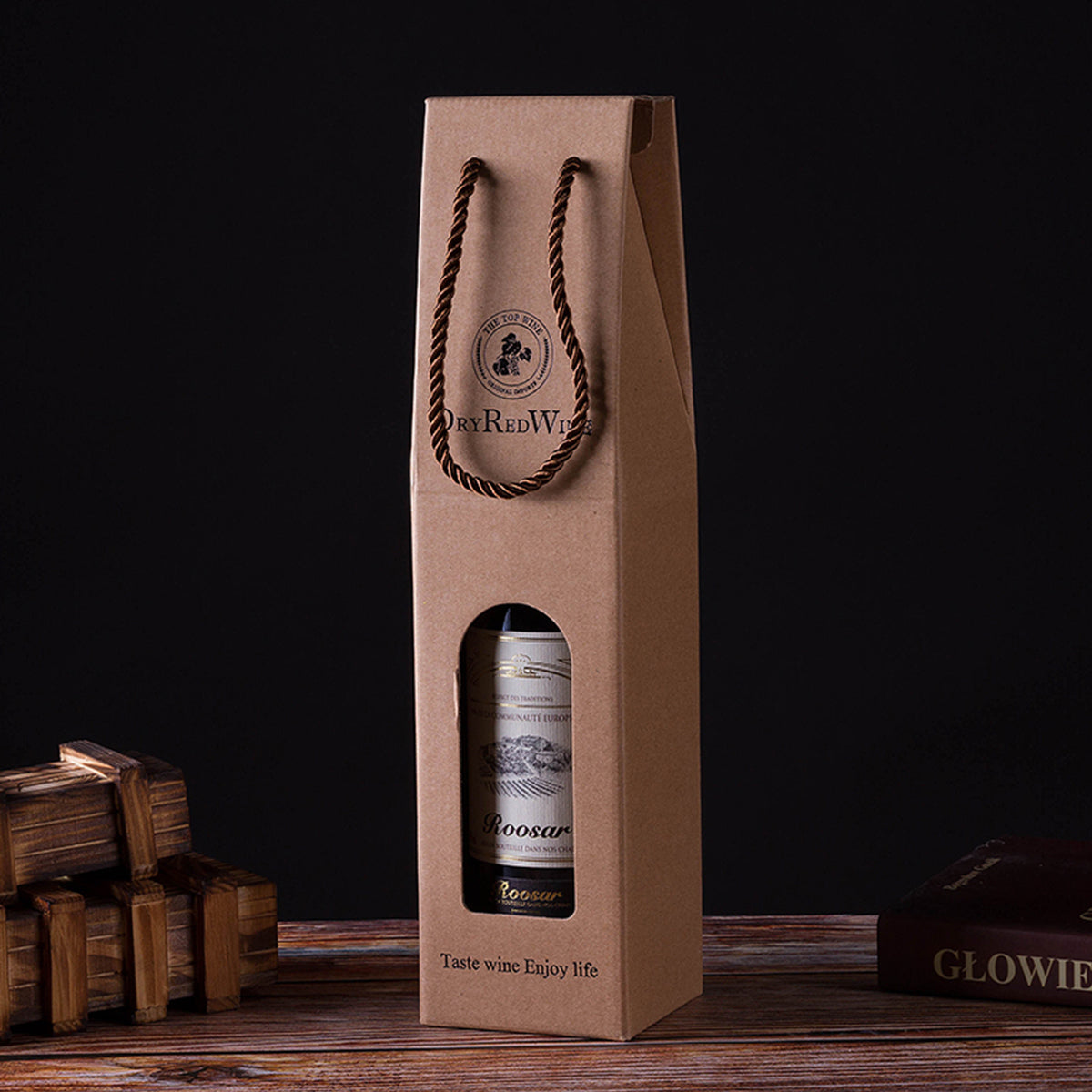 Handheld Wine Gift Box Single or Double Bottles Corrugated Cardboard Durable