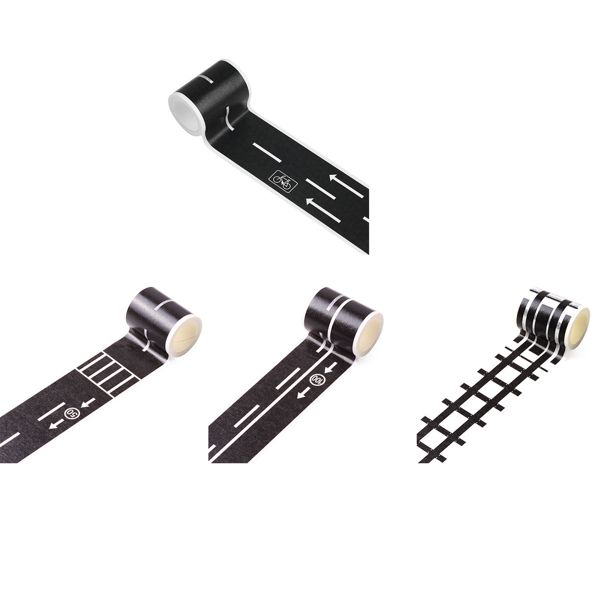 Cartoon Road Rail Transit Tape Sticker 4PCS