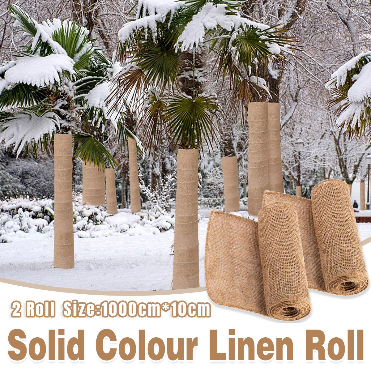 2 Rolls Solid Color Linen Wrap Burlap for Winter Trees