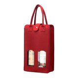 Double Bottle Felt Wine Gift Bag with Window and Handle for Wine Packaging