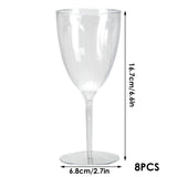 8pcs 210ml Plastic Twill Wine Glasses for Party Bar