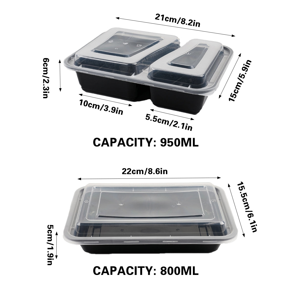 30PCS Food-Grade Takeout Packaging Boxes with Clear Lids for Meal Prep