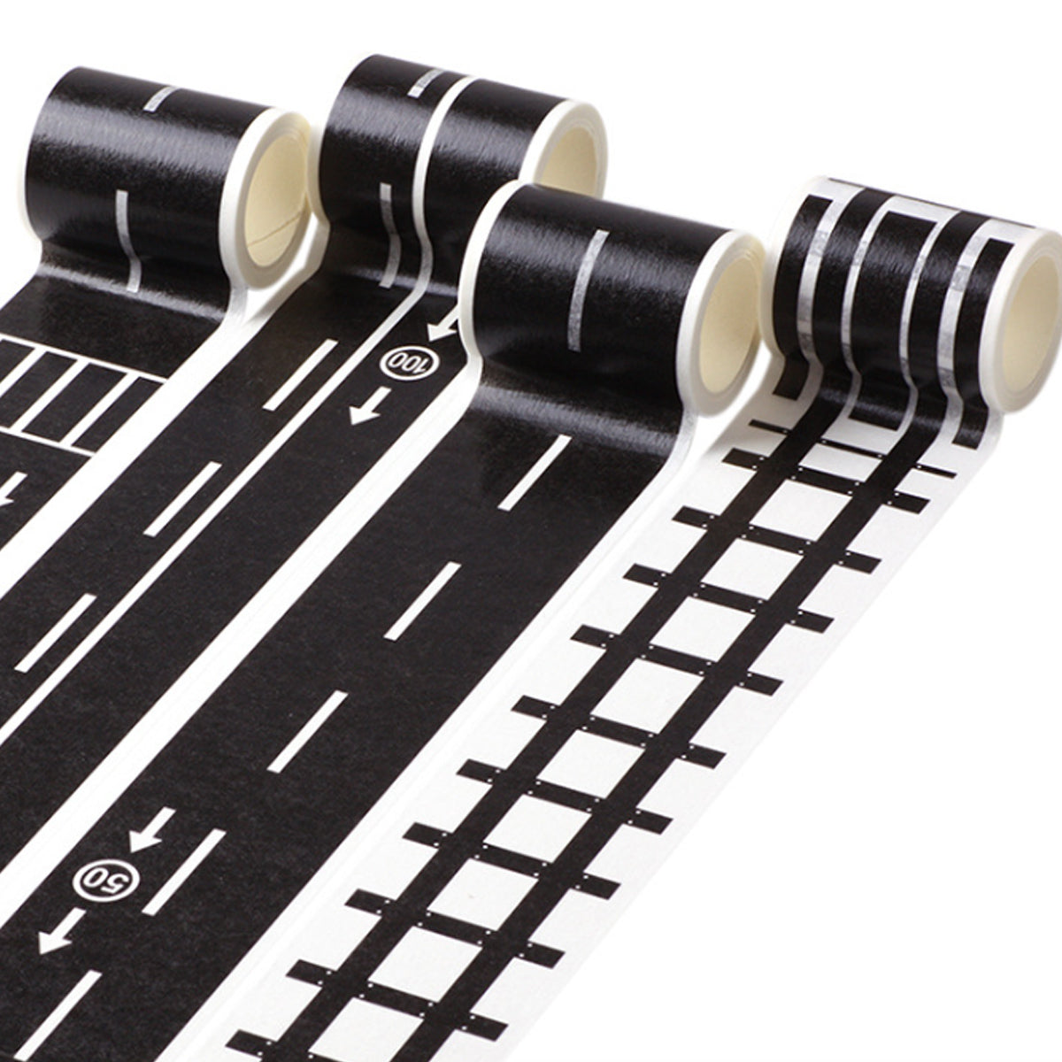 Cartoon Road Rail Transit Tape Sticker 4PCS