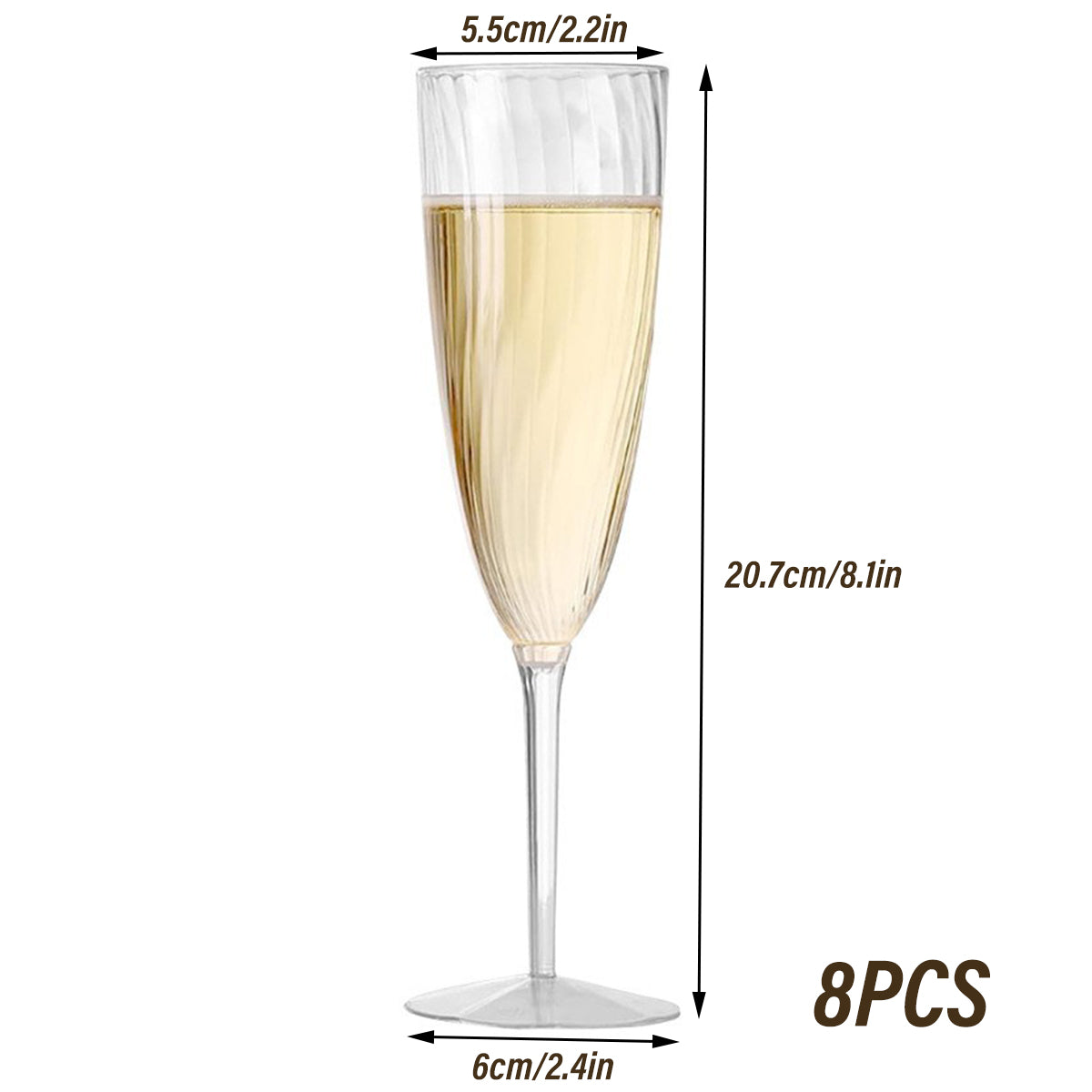 8pcs 180ml Tall Plastic Champagne Glasses for Events