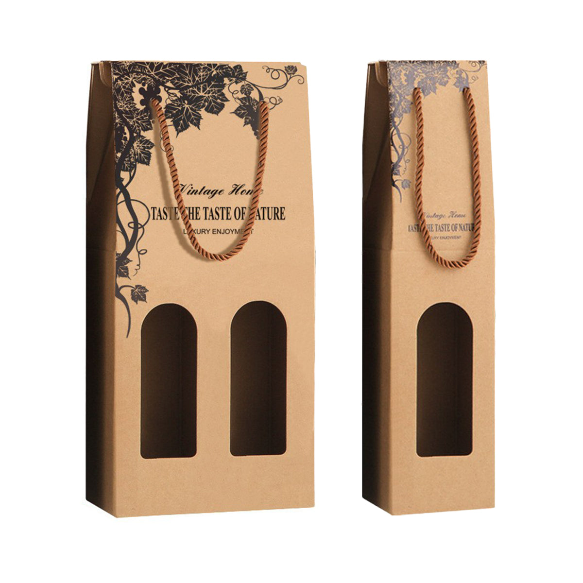 10PCS Wine Paper Bags Brown Kraft Single/Double Bottle Carrier