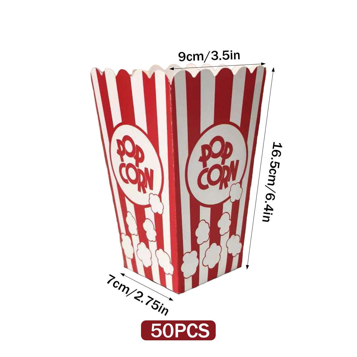 50PCS Greaseproof Popcorn Boxes Paperboard Snack Containers