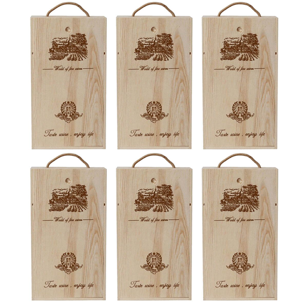 Red Wine Wooden Gift Box 6PCS Clamshell