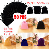 Velvet Gift Drawstring Bags 50PCS 5Colours 3Sizes
