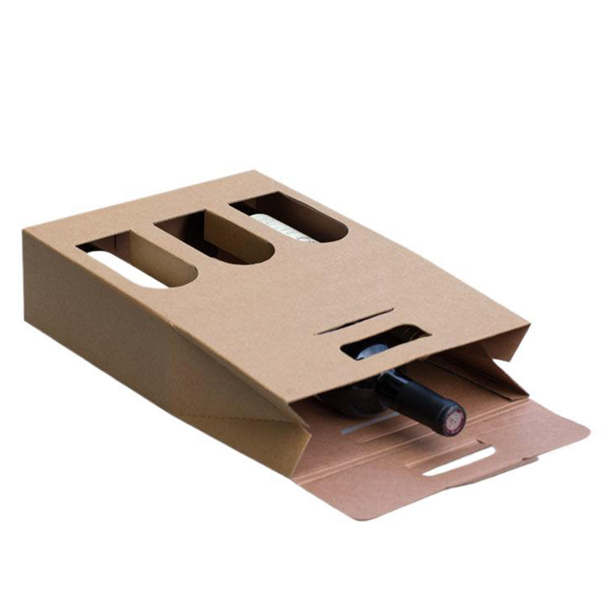 5PCS 3 Bottle Kraft Paper Wine Gift Boxes with Handle Packaging