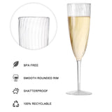 8pcs 180ml Tall Plastic Champagne Glasses for Events