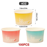 100PCS 4oz Ice Cream Paper Cups Food-Grade Waterproof Takeaway