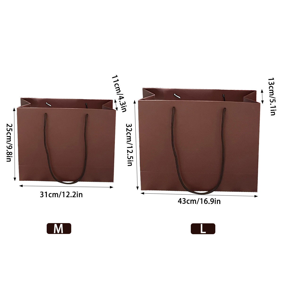 10PCS Clothing Gift Bags Durable Kraft Paper Shopping & Packaging