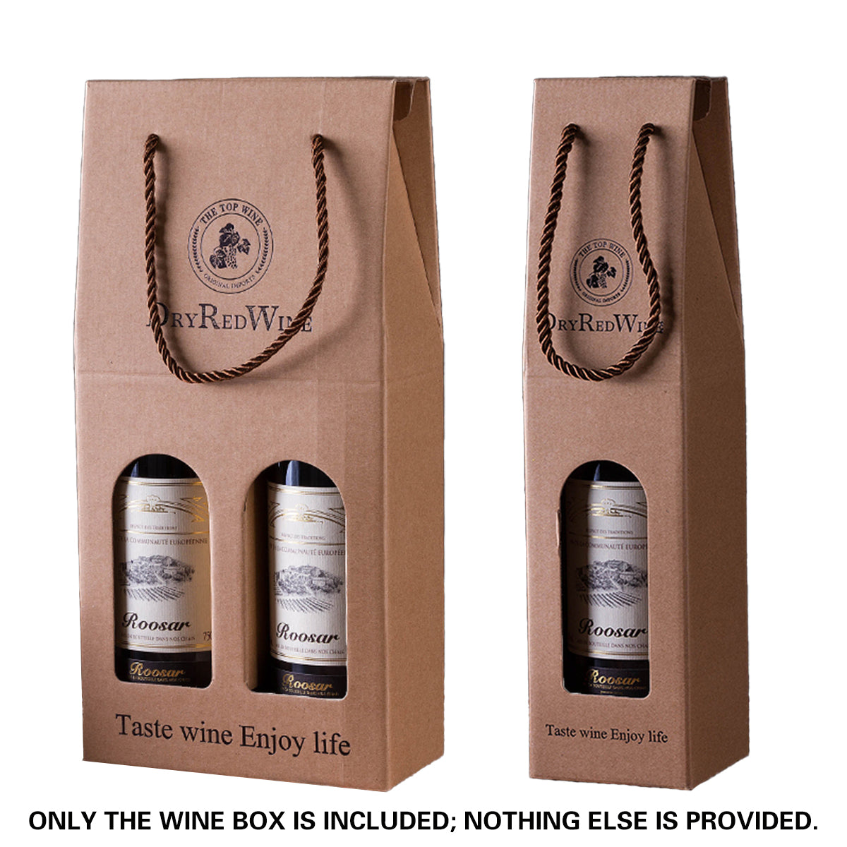 Handheld Wine Gift Box Single or Double Bottles Corrugated Cardboard Durable