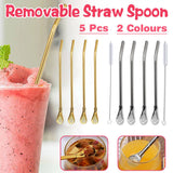 Straw Spoon Drink Strainer Stirrer 5PCS