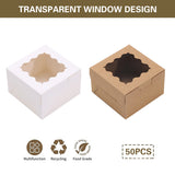 50PCS Cake Packaging Boxes with Transparent Window Durable