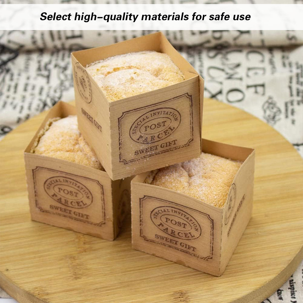 100pcs Kraft Paper Cupcake Boxes Holders for Party Dessert