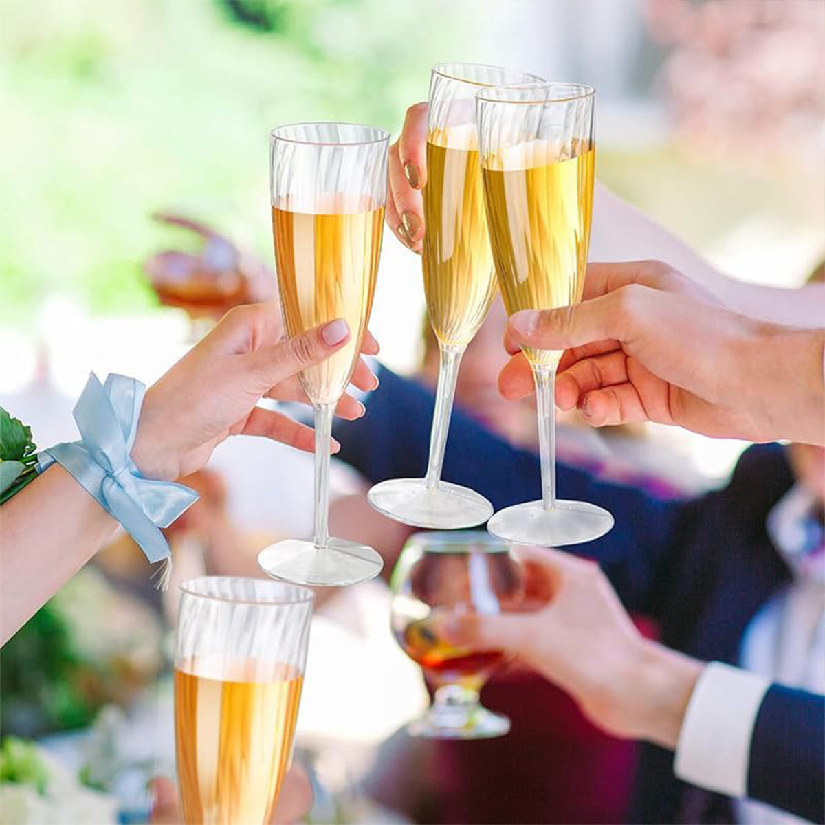 8pcs 180ml Tall Plastic Champagne Glasses for Events