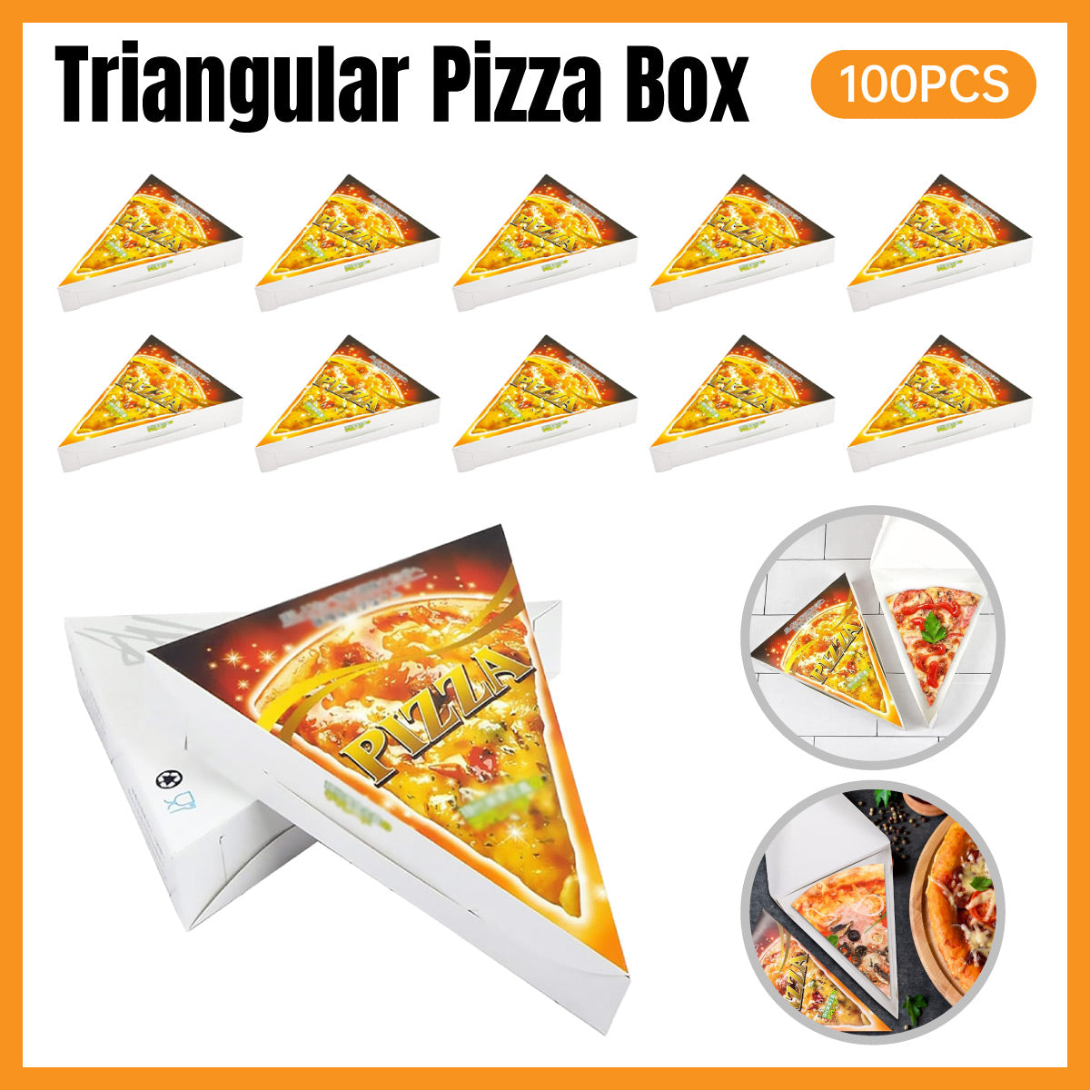 100 Pcs Triangle Pizza Box Food Grade Material Oil Proof Takeaway