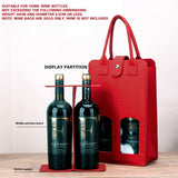 Double Bottle Felt Wine Gift Bag with Window and Handle for Wine Packaging