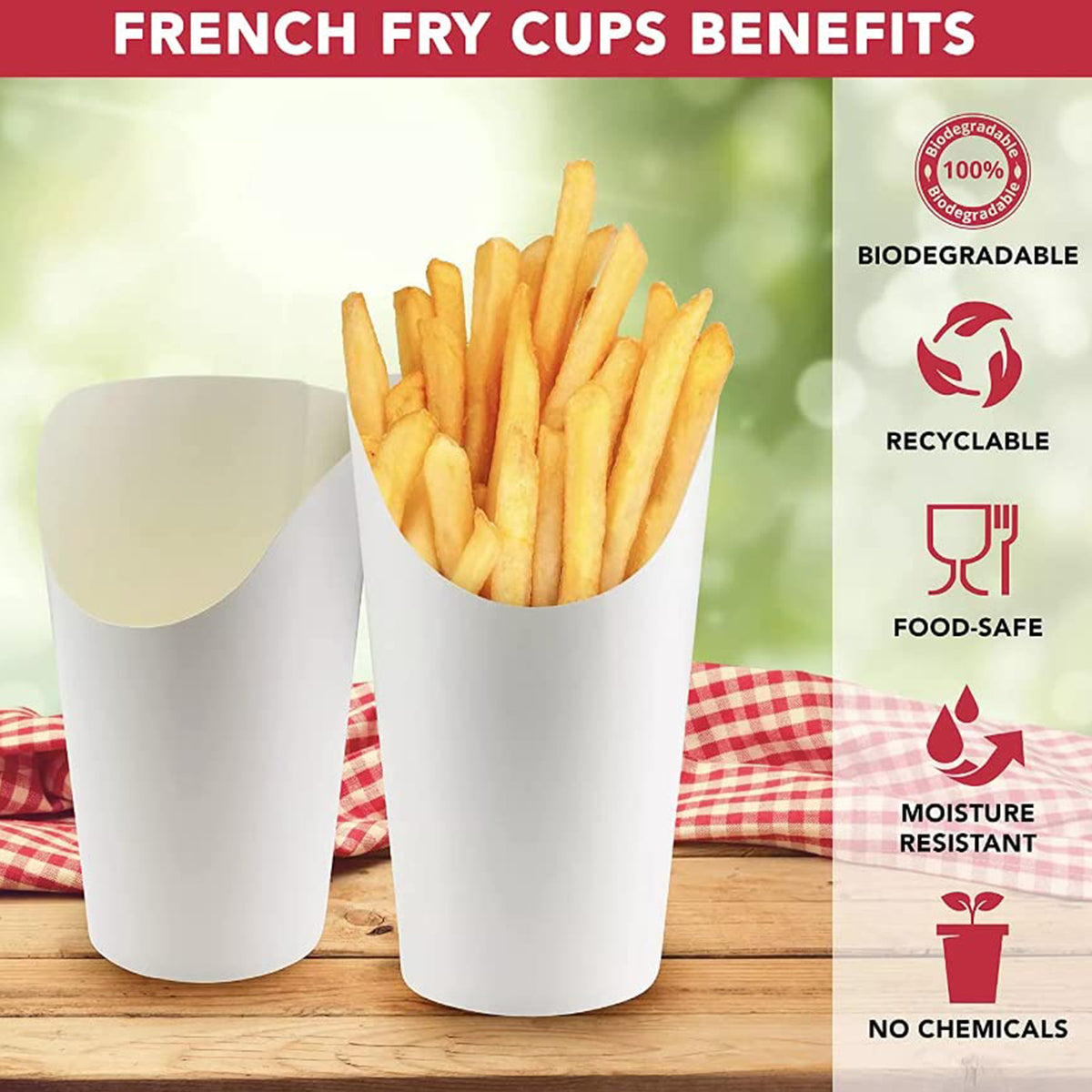 100PCS French Fry Cups 12/14/16oz Food-Grade Oil-Resistant Paper