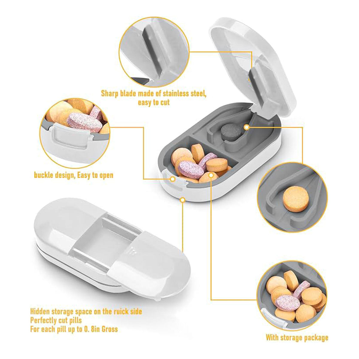 3pcs Tablet Cutter Pill Splitter Portable Medicine Organizer