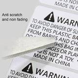 Anti-Choking Warning Labels Water-Based Adhesive Safety Stickers