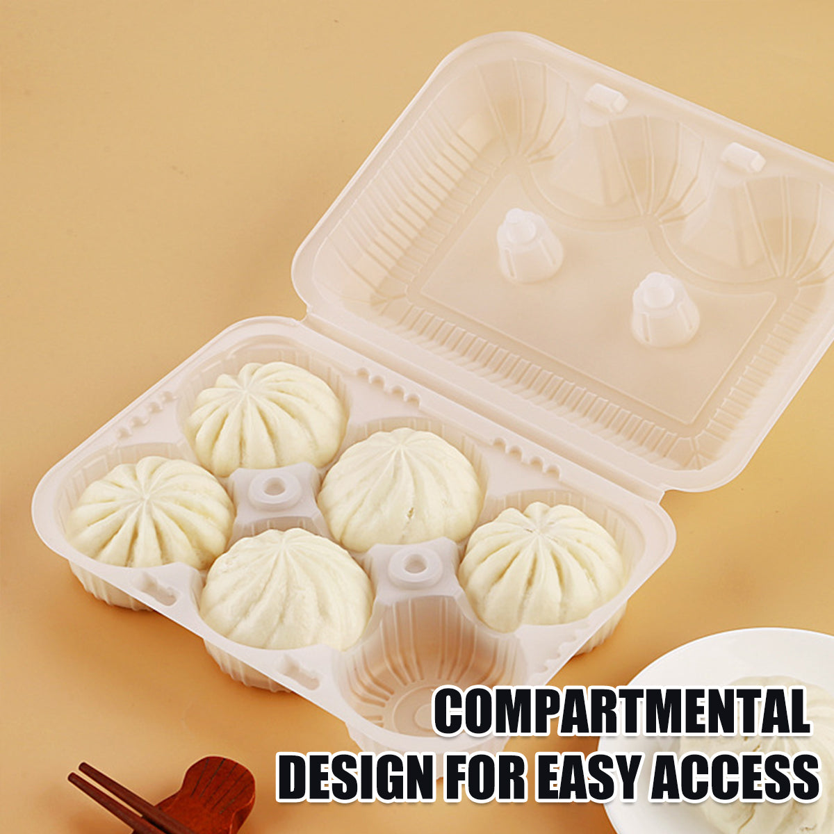 100PCS Disposable Food Containers 4 or 6 Grid Takeaway Meal Boxes