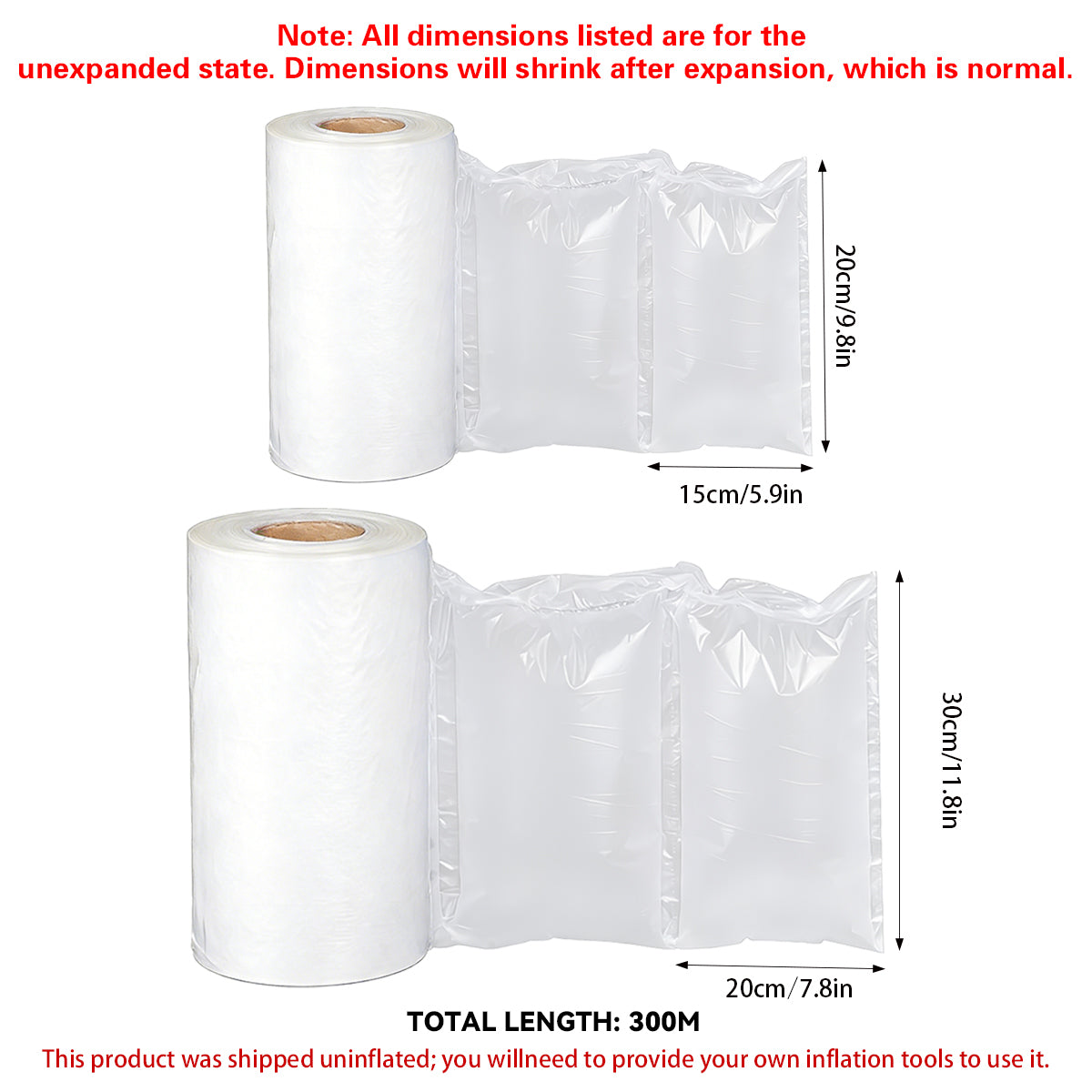 Inflatable Air Column Cushion Roll Shockproof Clear Packaging Shipping