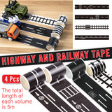 Cartoon Road Rail Transit Tape Sticker 4PCS