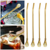 Straw Spoon Drink Strainer Stirrer 5PCS