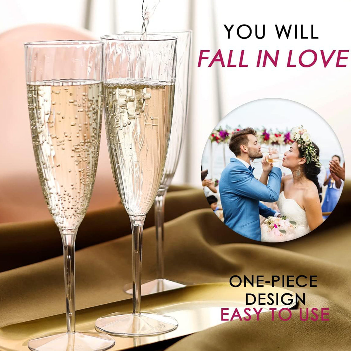 8pcs 180ml Tall Plastic Champagne Glasses for Events
