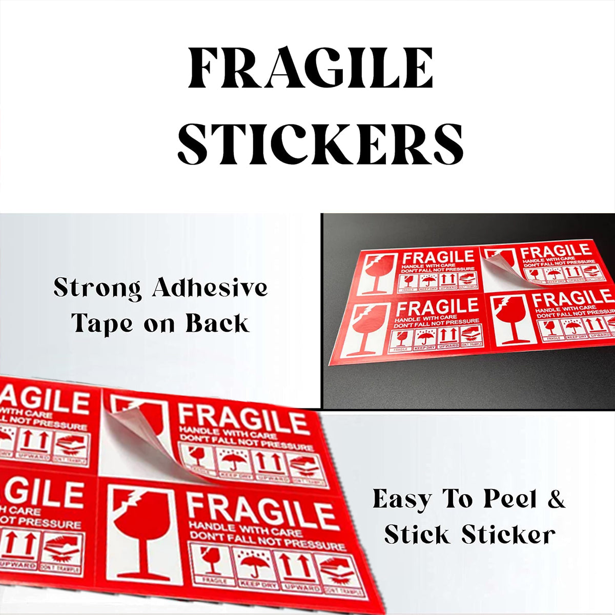 Fragile Warning Self-Adhesive Shipping Stickers Handle With Care Labels