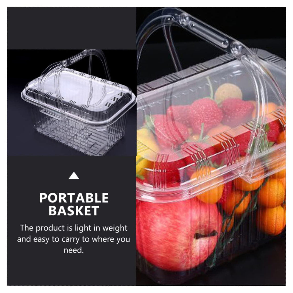 20pcs Transparent Plastic Fruit Boxes Handbasket Style