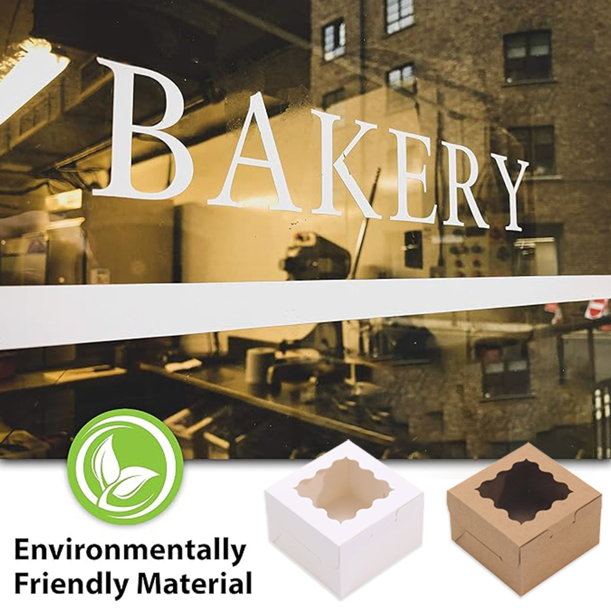 50PCS Cake Packaging Boxes with Transparent Window Durable